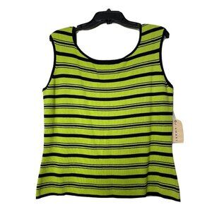 J Khaki Women’s Sleeveless Top Lime Green/Black Striped XL Tank Top NWT. Summer